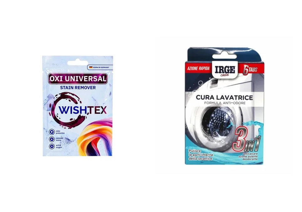 Подарунок: плямовивідник WishTex + таблетки для машинки IRGE
